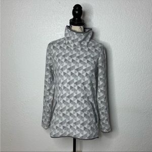 L.L Bean Gray Print Trail Fleece Funnelneck Pullover